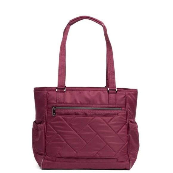 Lug Trotter Tote Bag Raspberry Red/Wine with Evermore Flora Green Interior - Picture 5 of 13